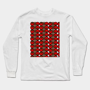 Circular geometric pattern with red and orange circles Long Sleeve T-Shirt